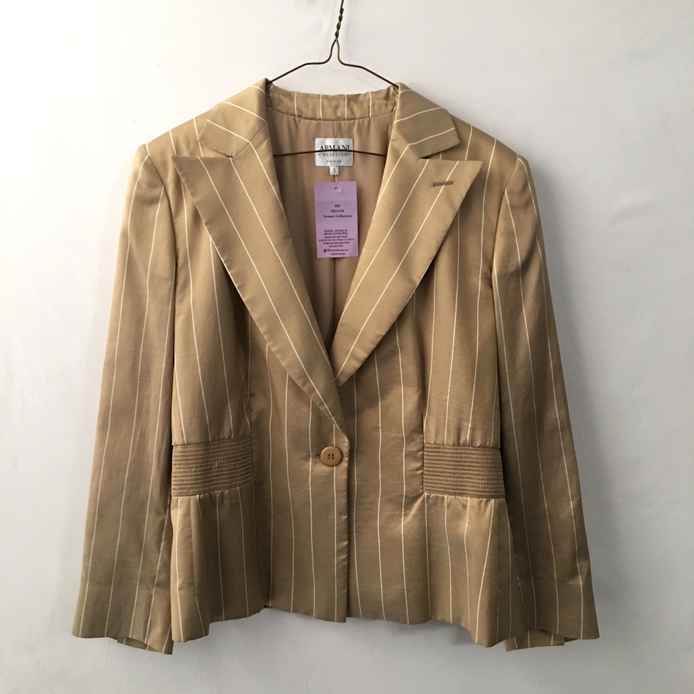 Armani Colleczioni Tan pinstriped Blazer